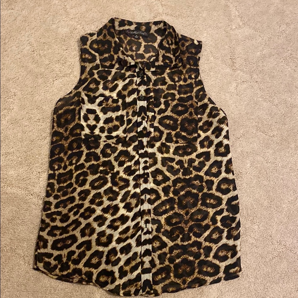 Leopard Print Sleeveless Women's Top